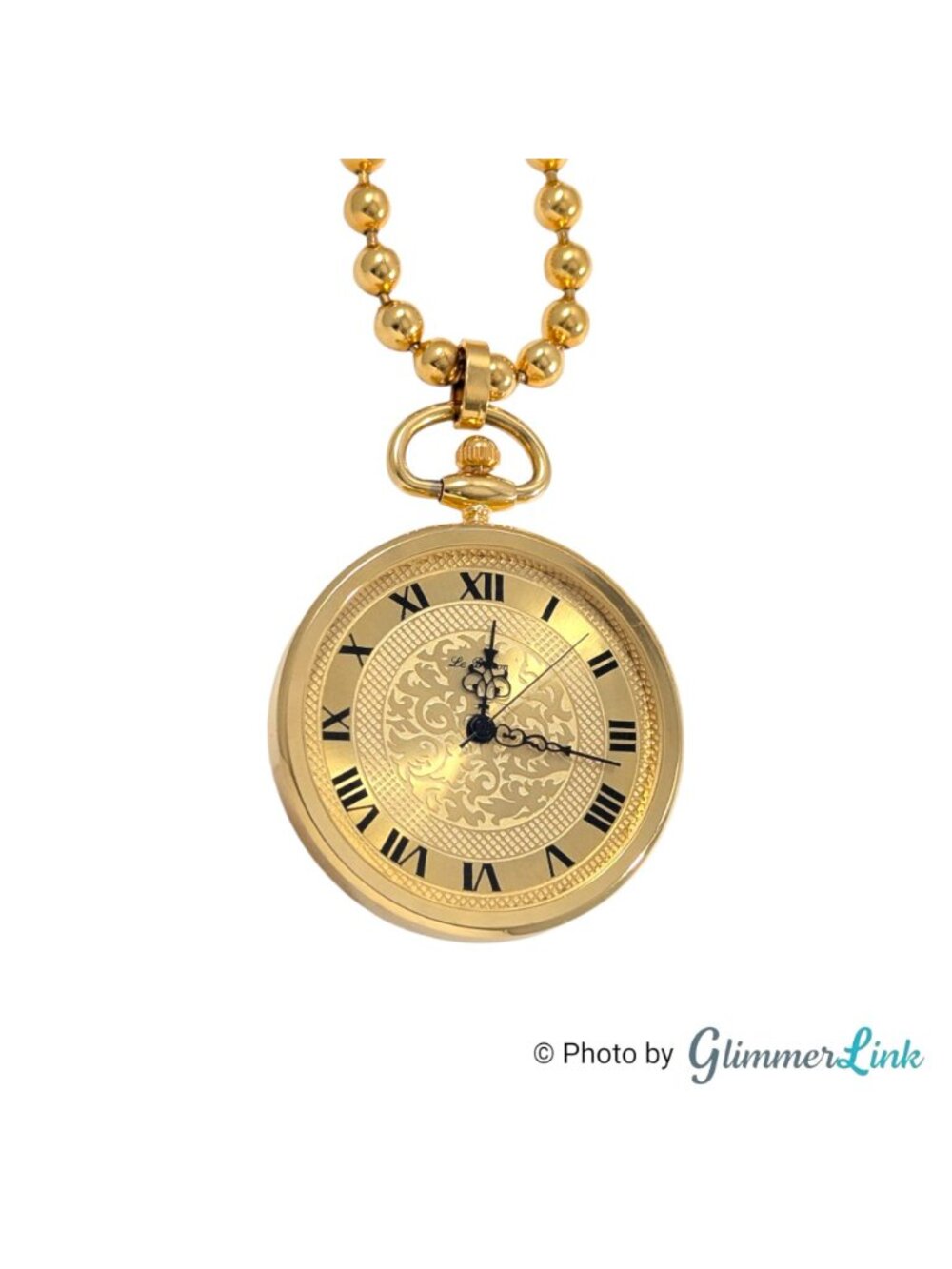 Vintage Le Baron Pendant Watch Necklace Gold Tone Roman Numeral 27 Inch - Picture 3 of 11